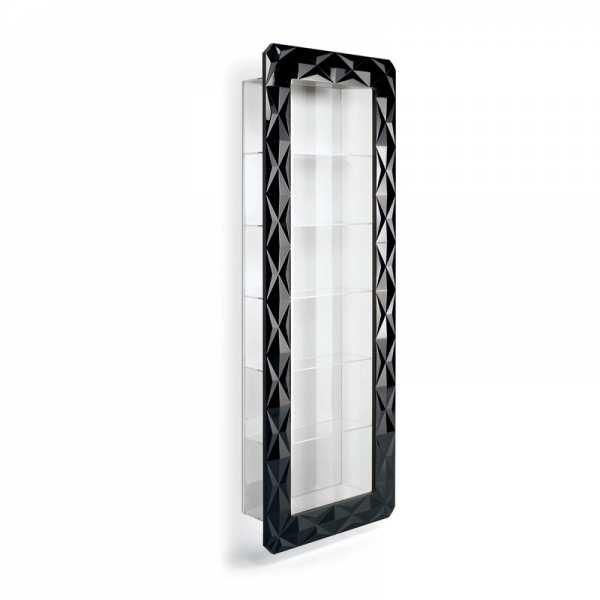 Présentoir - Diamant Display FJ 1810 - Avec caisson et étagères en plexi transparent - Cadre en menuiserie laquée noire_0