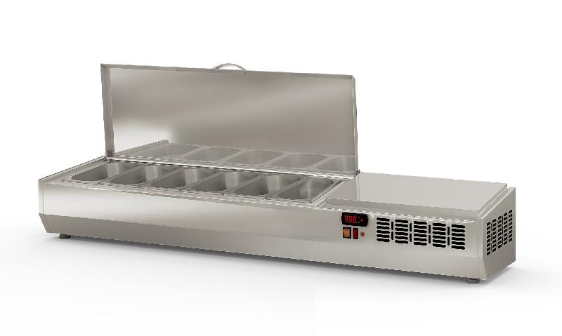 Saladette à ingrédients professionnelle inox 6 bacs gn 1/4 avec couvercle inox - EI150-T-1/4_0