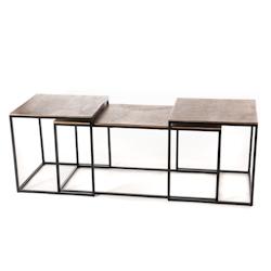 Set de 3 tables basses Prato or -  Rectangle Métal Amadeus 98x50 cm - doré 3520071874081_0