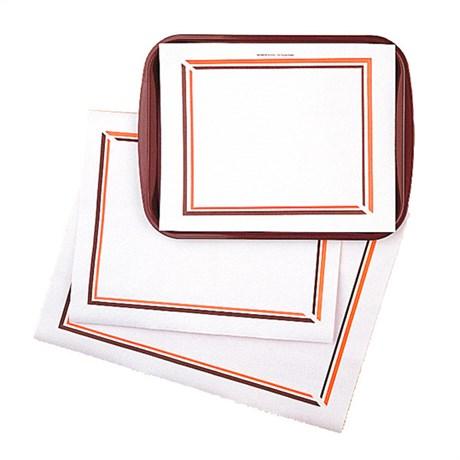 SET DE TABLE LISERÉ ORANGE MARRON 25X31 CM PAPIER BLANC (VENDU PAR 2000)