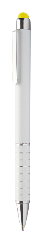 Stylo bille stylet en aluminium blanc - Stylet coloré - Encre bleue_0
