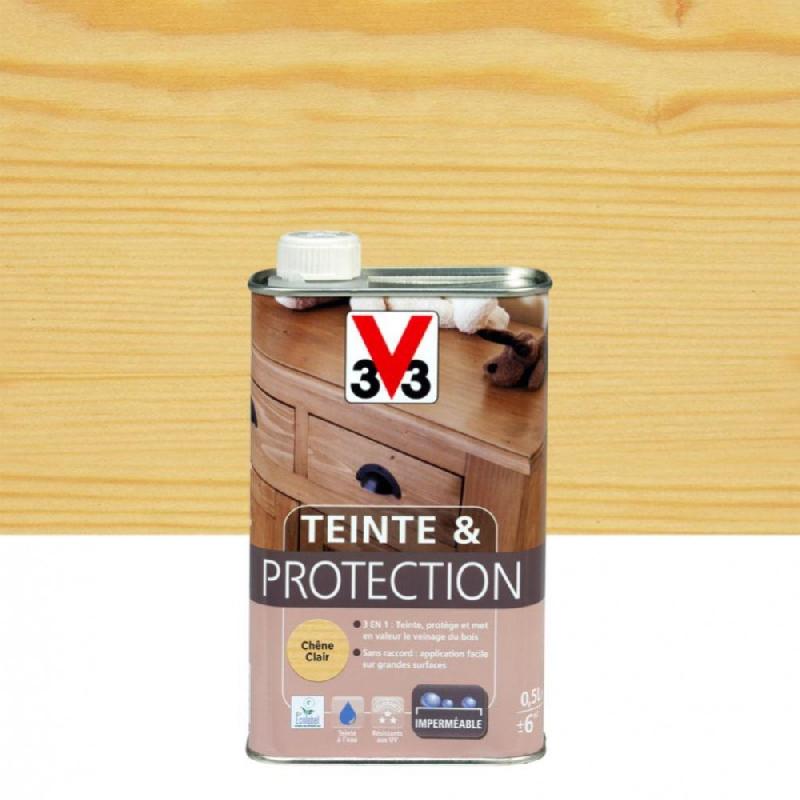 Teinte et protection V33 - 0.5 l - chêne clair mat - pour boiseries intérieures_0