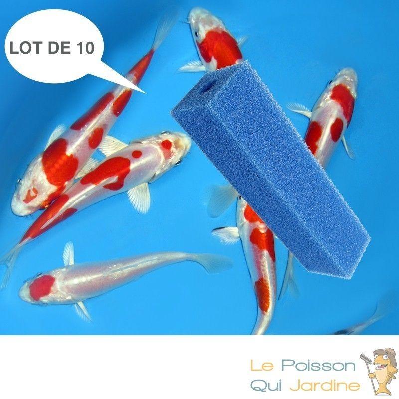 LE POISSON QUI JARDINE - 10 MOUSSES BLEUES RECTANGLE : 50 X 10 X 10 ALVÉOLAGE GROS POUR BASSIN ET AQUARIUMS 10 PPI