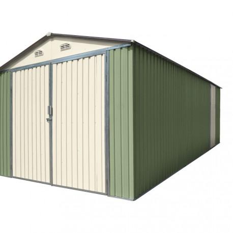 4065 - garage double portes vert pâle et crème 18m² + kit d'ancrage x-metal_0