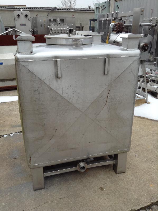 Container IBC/GRV inox carré 1000L - Trou d'homme ovale 440x310 - Vidange 51 - Poids 140kg - N° ARTICLE: CON002_0