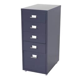 Décoshop26 - Caisson à tiroirs meuble de rangement bureau sur roulettes 69x28x41cm 5 tiroirs acier gris foncé 04_0004358 - gris 3000447932695_0