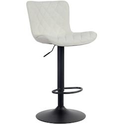 Décoshop26 - Tabouret de bar x1  coutures décoratives pied trompette hauteur réglable en métal noir assise en tissu crème 10_0004865 - noir 30002_0