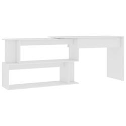 Helloshop26 - Bureau table poste de travail meuble d'ordinateur informatique étude d'angle 200 x 50 x 76 cm bois d'ingénierie blanc 02_0023667 - 300_0