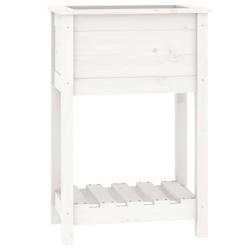 Helloshop26 - Jardinière bac lit surélevé plantes fleurs terrasse jardin avec étagère 54 x 34,5 x 81 cm bois massif de pin blanc 02_0038391 - 300_0