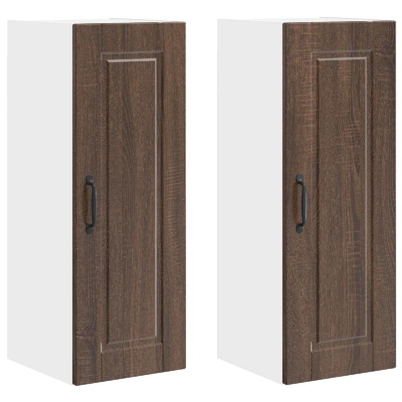 Helloshop26 - Lot de 2 armoires murales de cuisine modernes avec 6 étagères 30 x 31 x 80 cm en bois d'ingénierie chêne brun 02_0054364 - Bois mass_0