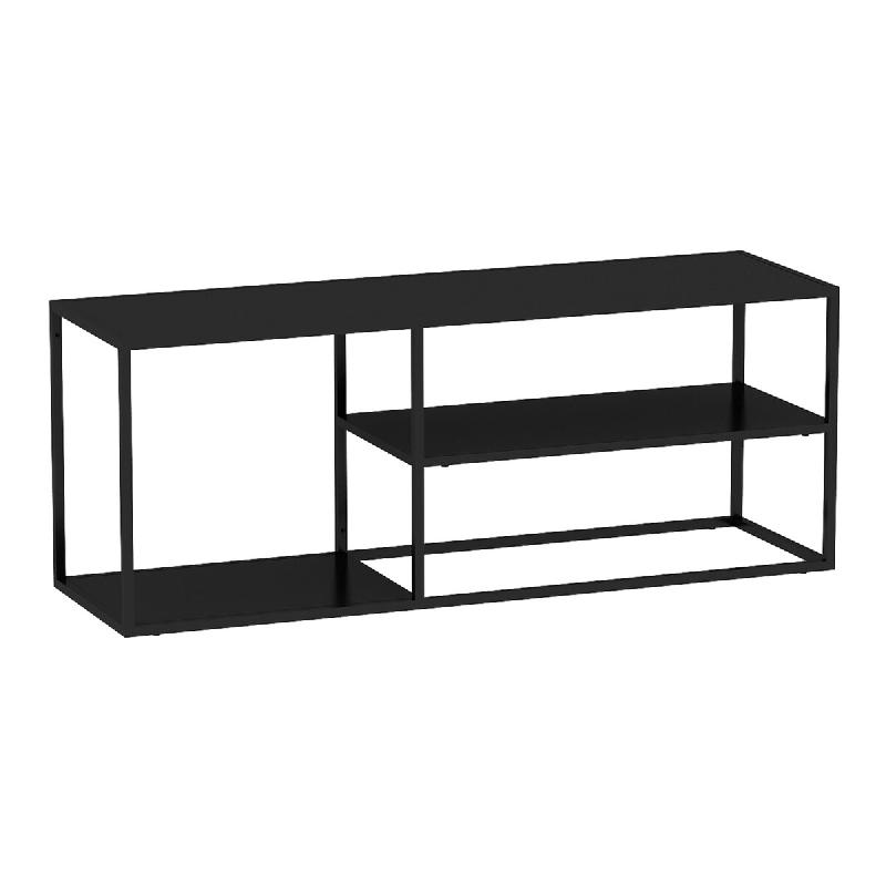 Helloshop26 - Table basse console d'appoint avec 2 étagères 120 x 50 x 50 cm acier noir mat 03_0010849 - 3000225442583_0