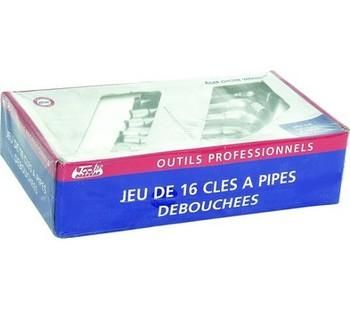 JEU DE 16 CLES A PIPES DEBOUCHEES 6 PANS