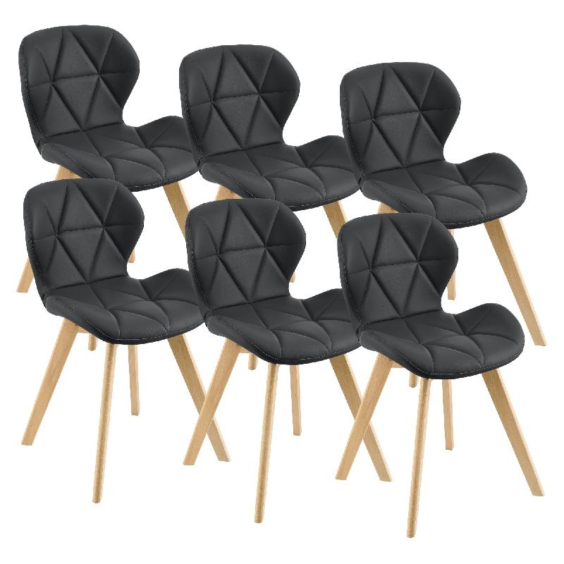 LOT DE 6 CHAISES SIMILICUIR 81 X 57 X 49 CM NOIR 03_0006793_0