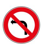 Panneau de signalisation routière type BK 2a - Interdiction de tourner à gauche à la prochaine intersection_0