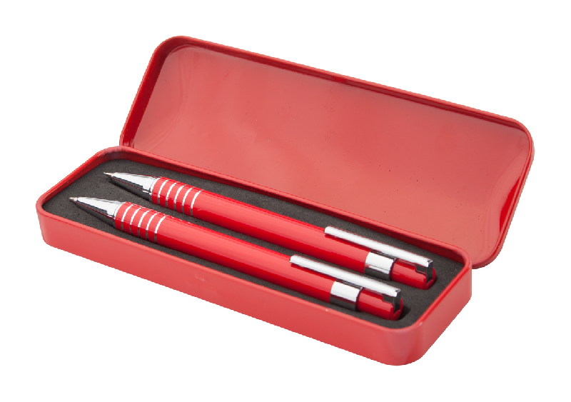 Parure écriture en aluminium - Stylo à bille et porte-mines 0,7 mm avec boîte en métal_0