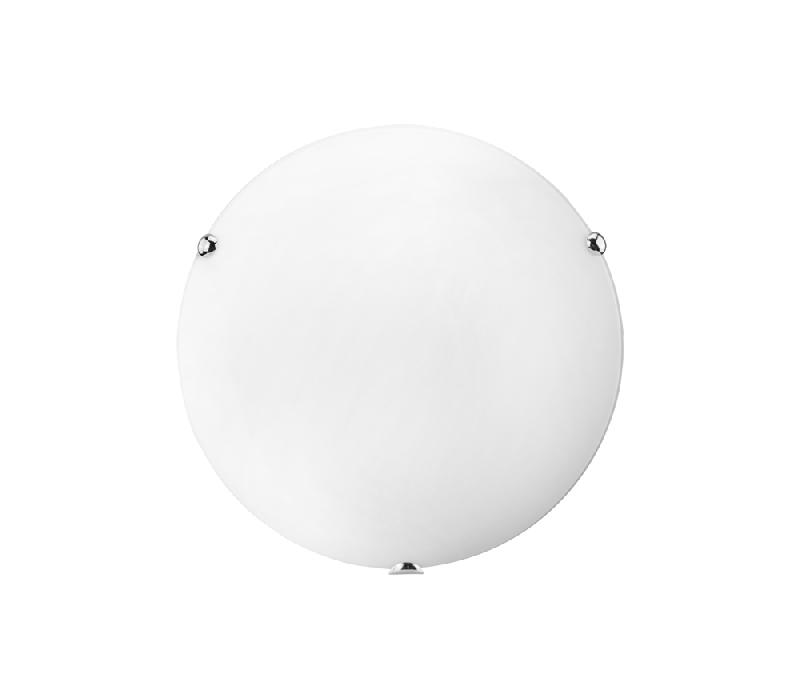 Plafonnier rond - blanc - Ø250 mm - verre satiné - compatible LED et incandescence culot E27_0