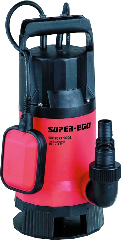 Pompe submersible SUPER EGO Subvort 900A en PVC - Pour eaux chargées avec flotteur - Débit 233 L/h - 900W - Réf 900A-PVC_0
