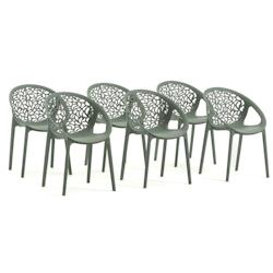 RATTATAN Lot de 6 chaises empilables en polypropylène renforcé de fibre de verre, pour extérieur et jardin, restaurant, cuisine design moderne –_0