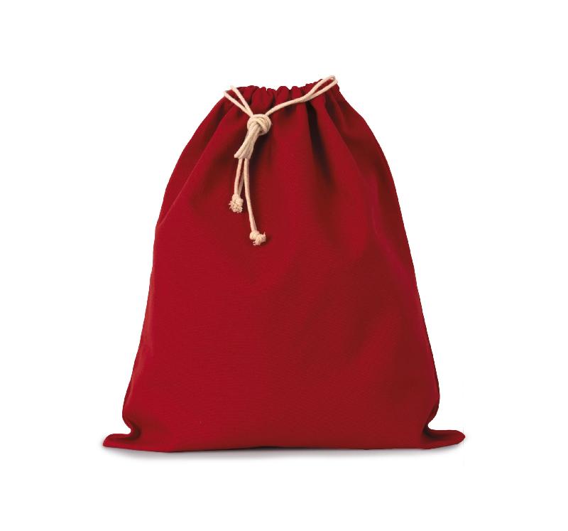 Sac réutilisable en coton à cordon - Réf: KI0747 - Marque: Kimood - Taille XL - Couleur: Black, Cherry Red - 220 g/m²_0