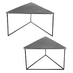 Set de 2 tables basses triangle en   argenté, longueurs des plateaux de 80 e -  Autre Métal Table Passion 80x80 cm - 3106239540229_0