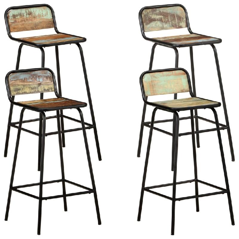 VidaXL Chaises De Bar Lot De 4 Bois De Récupération Solide - multicolore 321956_0