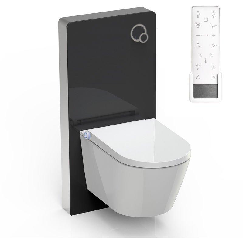 WC suspendu offre spéciale pack économique 1 et bâti-support G3004A avec plaque de déclenchement NT2038 Plaque de déclenchement:Modèle verre noir 