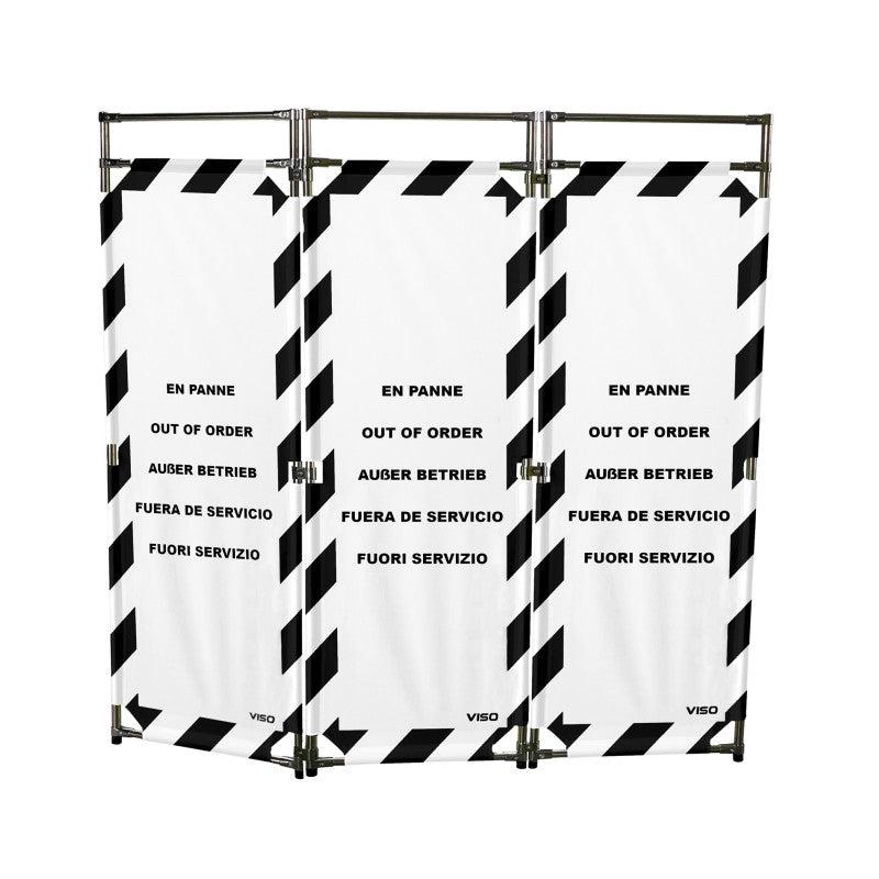 Barrière d'intervention - 3 panneaux - 1800 / INOX 304 / rayé Noir / Blanc (En panne)_0