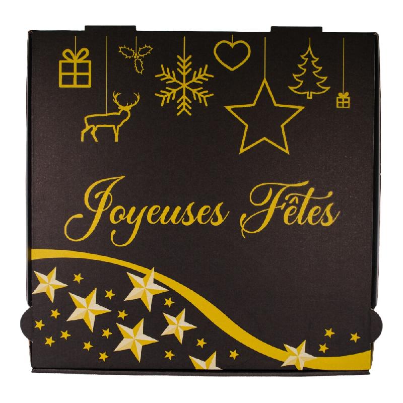 Boite a Pizza - Joyeuses Fetes - Réédition - 33x33x4 cm - par 100 - noir en carton 3760394099017_0