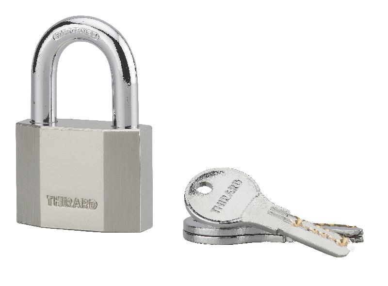 Cadenas à clé OCTO 50mm - Anse acier cémenté nickelé - 3 clés réversibles - Réf. 00190053 - Thirard_0