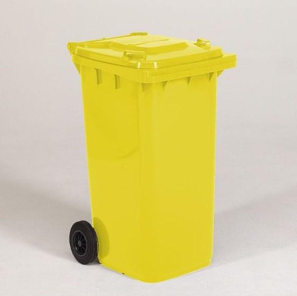Conteneur poubelle standard 2 roues - 240L Jaune - robuste et maniable pour déchets ménagers et recyclables_0