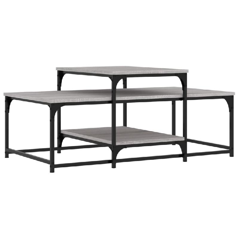 Décoshop26 - Table basse avec étagères design industriel 102 x 60 x 45 cm bois d'ingénierie gris et métal DEC040000 - gris métal 3000264702228_0