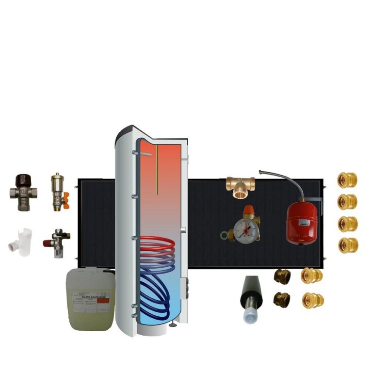 Kit chauffe-eau solaire thermosiphon TWS120L - Ballon vertical 120L et panneau horizontal 1.10m²_0