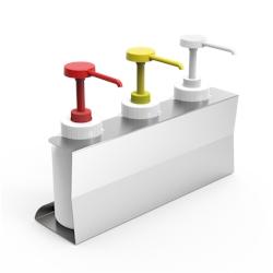 Lioninox Ensemble de 3 distributeurs de sauces avec doseurs et support - 3701637620179_0