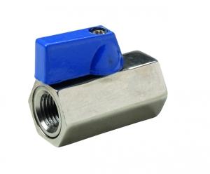 Mini vanne inox femelle-femelle AISI 316 - Réf : IVBHH06 - Corps CF8M, poignée aluminium, filetage ISO 7/1_0