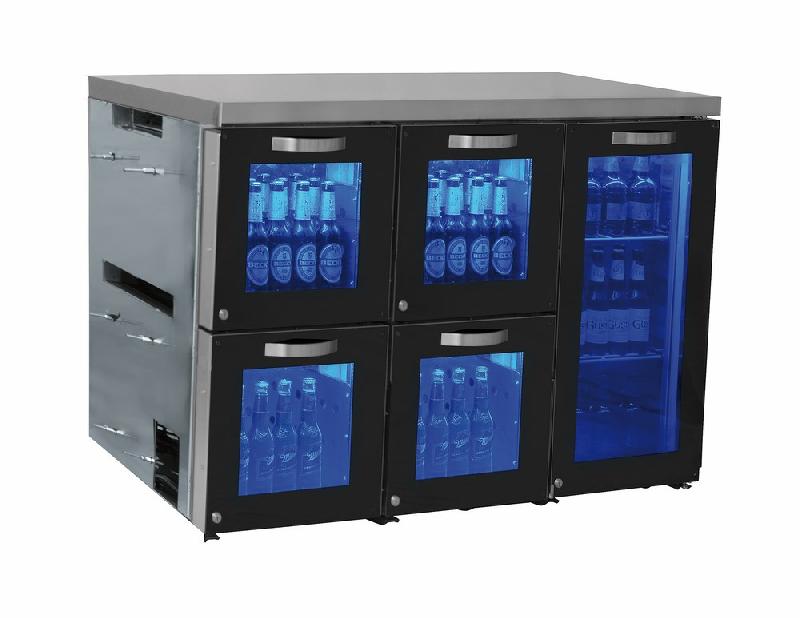 Réfrigérateur bar droite avec 1 porte battante en verre et 4 tiroirs en verre, 0°/+8°c - IBC0060_0