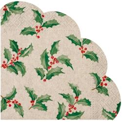 Serviettes forme fleur 100% recycle holly christmas (144 unités) MESA BELLA - beige papier 3701168948308_0