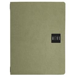 Set 12 porte-menu A4 Stil Casa, polyuréthane, 24,3x31,6 cm, 3 enveloppes plastiques, élastique, moutarde. - PM2C-MUD-MN-SN_0