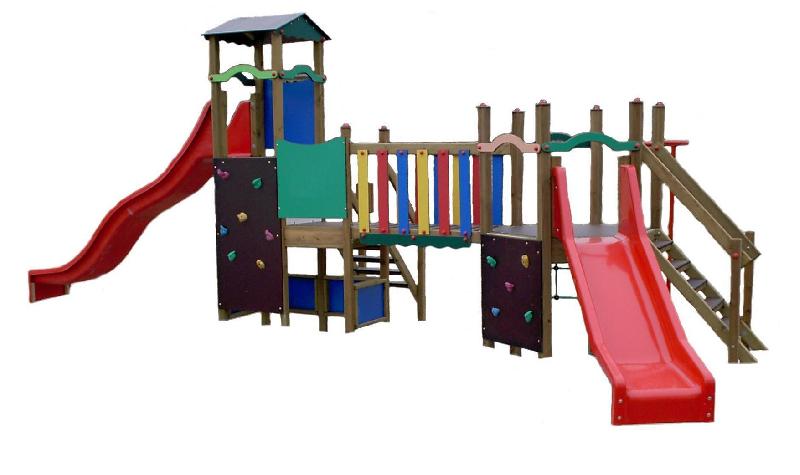 Structure de jeux JM03 - avec deux toboggans pour enfants de 3 à 12 ans_0