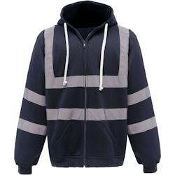 Sweat-shirt de travail zippé à capuche - haute visibilité - bleu marine - Taille XXL - Yoko - polyester_0