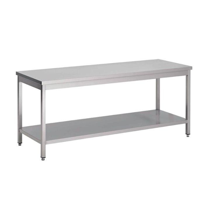 Table inox (L)2000 x (P)600 mm x (H)940 mm, sans dosseret, avec étagère basse_0