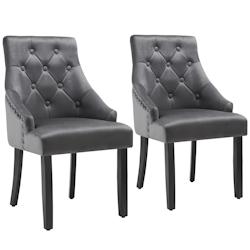 Tectake Lot 2 chaises de salle à manger matelassée en velours gris foncé/noir - 405836 - gris Bois massif 405836_0