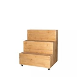TRADIS Présentoir fleuriste bois massif L99, 3 niveaux sur roulettes - marron Bois massif 3701468412776_0