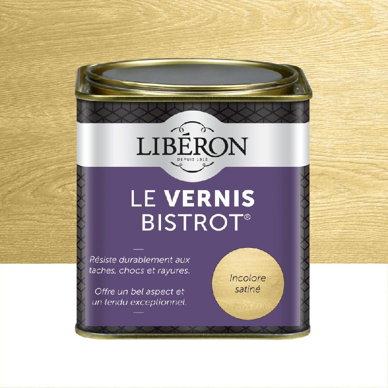 Vernis meuble et objet Bistrot® Libéron - incolore satiné 0.5L - protection bois résistante aux taches, chocs et rayures_0