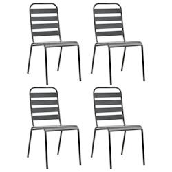 VidaXL Chaises D Extérieur Lot De 4 Design à Lattes Acier Gris Foncé - gris 310155_0