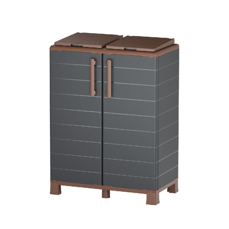 Abri Poubelles 2 Sacs Anthracite - Armoire Cache Poubelle de Tri Sélectif 68 x 37 x 90 cm Terrasse, Restaurant Art Plast - gris 8010693128495_0