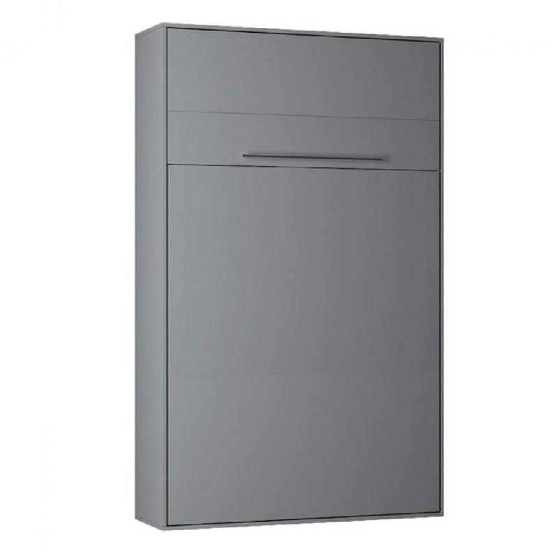 ARMOIRE LIT ESCAMOTABLE KOMPACT OUVERTURE ASSISTÉE, COLORIS GRIS COUCHAGE 140*200 CM._0