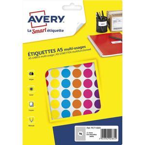 Avery sachet de 672 pastilles ø15 mm. Imprimables. Coloris assortis._0