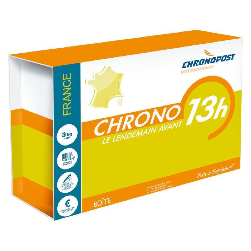 CHRONOPOST BOÎTE PRÊT-À-EXPÉDIER CHRONO 13H – JUSQU’À 3 KG – 26 X 18 X 8 CM