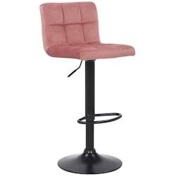 Décoshop26 - Tabouret de bar en velours rose avec pieds en métal noir assise rembourée repose-pieds pivotant TDB10178 - noir 3000896869603_0