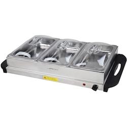 Helloshop26 - Chauffe plats électrique 3x2,5 litres en acier inoxydable maintien de la température couvercles transparents chauffe 01_0000445 - 3000_0